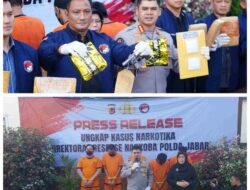 POLDA JABAR GAGALKAN PEREDARAN NARKOBA JARINGAN INTERNASIONAL DAN LOKAL, 17,6 KG SABU, 19,5 KG GANJA, DAN SENJATA API ILEGAL DISITA