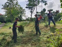 Gandeng Tim Saberling, Babinsa Sumber Laksanakan Kerja Bakti Pembersihan Lingkungan