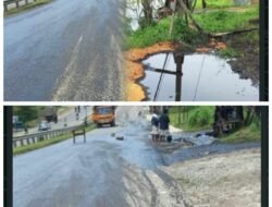 Kebocoran Pipa Minyak Pertamina di tanjakan Km 17 Jalan Sorong – Klamono